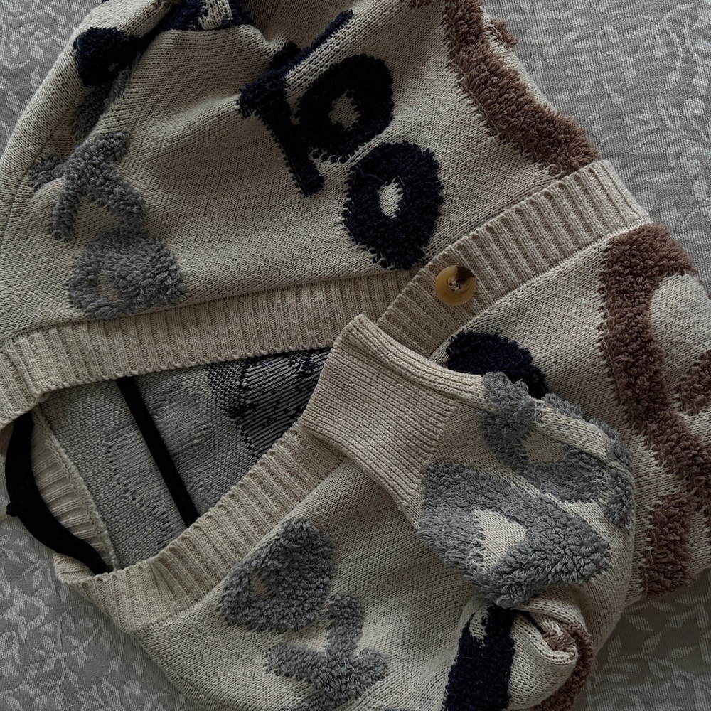 Beige and Brown Patterned Sweater